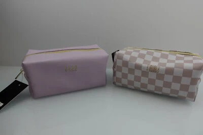 Lote de 2 Bolsas de Cosméticos Púrpura a Cuadros Bolsa de Maquillaje Organizador de Viaje para Mujer Foto 1 de 4