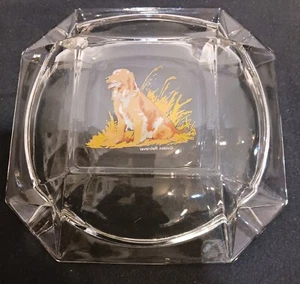 Vintage Golden Retrieve Glass Ashtray Trinket Dish 8" x 8" x 1 1/2"  2lbs 6oz - Picture 1 of 8