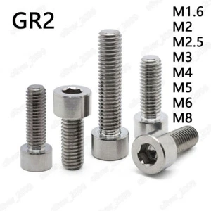 GR2 Titanium DIN912 Hex Socket Bolts Cap Head Screws M1.6 M2 M2.5 M3 M4 M5 M6 M8 - Picture 1 of 5