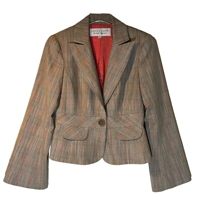 Blazer Chaqueta Trina Turk Coral Marrón Cuadros Mangas Acampanadas Corte A Medida Mujeres 10 Foto 1 de 4