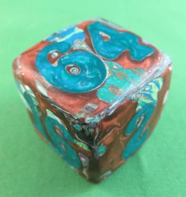 Jena's Handmade Backgammon Doubling Cube 31mm Bronze Teal Tropical OOAK #12 - Image 1 of 4