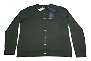 Brooks Brothers Saxxon Wool Sweater Cardigan Green Long Sleeve Size Large NWT