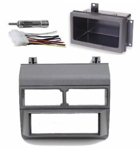 Grey Gray Complete Single Din Dash Kit + Pocket + Wire Harness + 