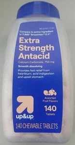 Up & Up Antacid Tablets Extra Strength 750 Mg 140 Tablets Assorted Fruit Flavors - Picture 1 of 2