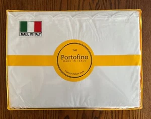Portofino Embroidered Scalloped Edge King Luxury Italian Sheet Set 4Pcs White - Picture 1 of 3