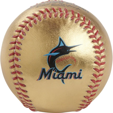 Miami Marlins Rawlings Gold Leather Baseball Cover