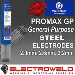 1kg x WELDCLASS Steel Promax GP Stick Welding Electrodes, 2mm 2.6mm 3.2mm Rods