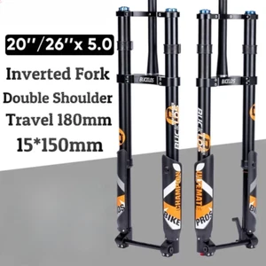 20 26*5.0 Fat Bike Double Shoulder Inverted Travel 180mm Air Suspension Fork - Picture 1 of 18