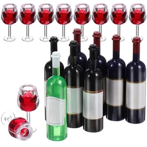Juego de 18 piezas accesorios de vino mini botellas vasos miniatura muebles para casa de muñecas - Imagen 1 de 12