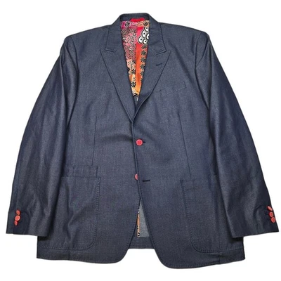 Abrigo deportivo de algodón Robert Graham para hombre 46 azul a rayas blazer botones ornamentados Foto 1 de 4