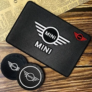 2x Mini Cooper  Cup Holder Coasters Mats and non slip mat  S R53 R56 F55 F56 F66 - Picture 1 of 7