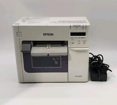 EPSON M311A TM-C3500 INKJET THERMAL COLOR LABEL PRINTER W/ AC ADAPTOR *READ* - Image 1 of 4