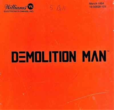 Williams Demolition Man Pinball Machine Game Manual Schematics ORIGINAL - Image 1 of 3