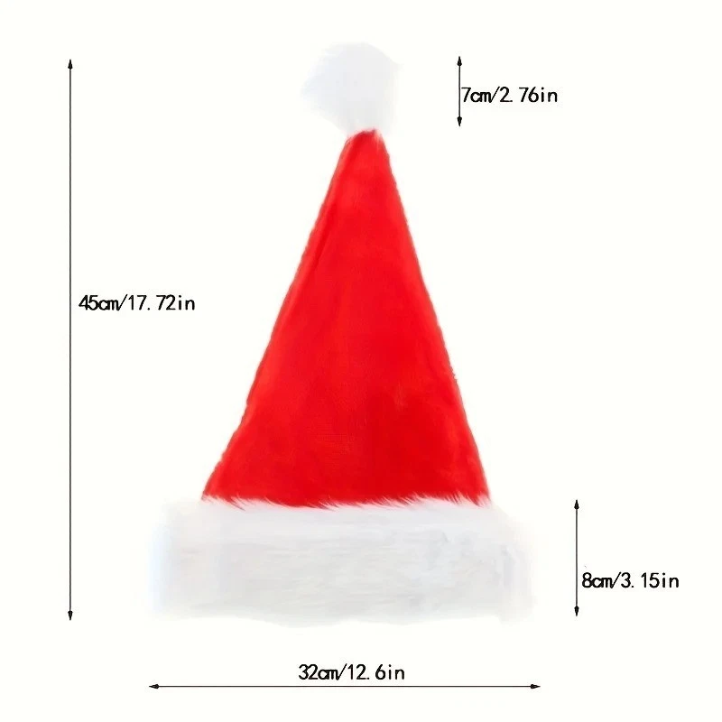 Plush Christmas Red Hat Santa Claus Cap Long Hair Two-Layer Soft Holiday Party - Image 1 of 1