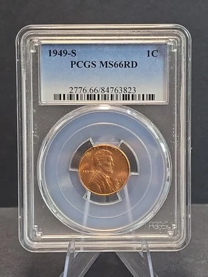 1949-S 1C RD Lincoln Wheat One Cent  PCGS MS66RD  - Image 1 of 4