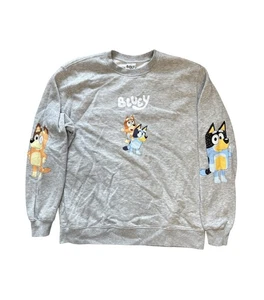 Bluey Cartoon Graphic Sweatshirt Gray Long Sleeve Adult Size Medium - Picture 1 of 9