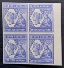 1894- South Australia Bk 4X2 1/2d Blue Imperf Tannenberg Colour Trial stamps MUH