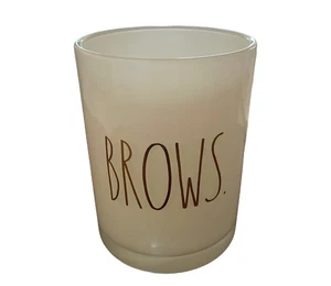 Rae Dunn Brows Makeup Brush Glass Cup Holder White Gold 5" Glass - Picture 1 of 5