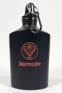 Botella de agua potable Jagermeister frasco de metal negro cantimplora viaje logotipo naranja - Imagen 1 de 8