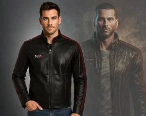 Mass Effect N7 Leather Jacket Commander Shepard Cosplay Jacket | Handmade - Picture 1 of 5