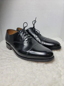 Scarpe Oxford uomo Barker Arnold punta a cappuccio taglia 11 pelle nera lucida - Foto 1 di 8
