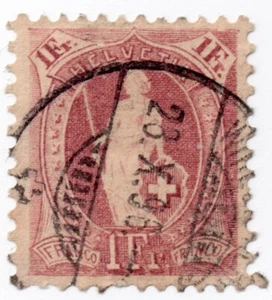 1882 - Svizzera - Allegoria dell'Helvetia in piedi, 1 f. vinaceo usato - Picture 1 of 1