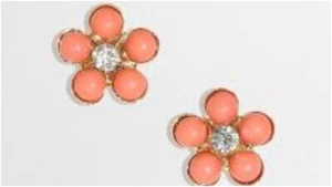 J.Crew Women's Crystal Flower Stud Earrings NWT 22.50  A6386 ORNGE  - Picture 1 of 5