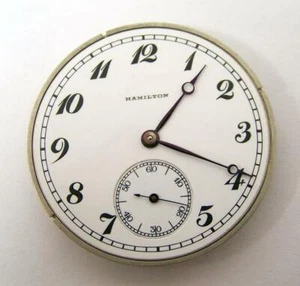 HAMILTON 17J Pocket Watch Movement CAl.910 for Parts or Restoration - Picture 1 of 4