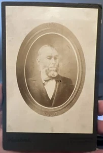 Vtg Cabinet Card Memorial Portrait Bearded Man By Rautert Of Kansas City, Ks - Picture 1 of 3