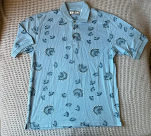 Tommy Bahamas men's polo short sleeve shirt blue shell print 55%SILK 45%CO sz M - Picture 1 of 7