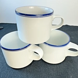 3 tazas de café DANSK Flora & Concerta borde azul porcelana Japón 8 oz - Imagen 1 de 8