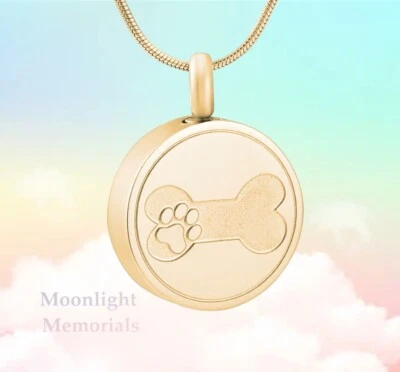 New Bone Paw Dog Cremation Pendant Ashes Holder Memorial Necklace - Изображение 1 из 2