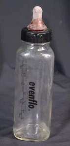 Vtg Evenflo Glass Baby Bottle With Nipple Triangle Shape 8oz Clear Early Old - Picture 1 of 13