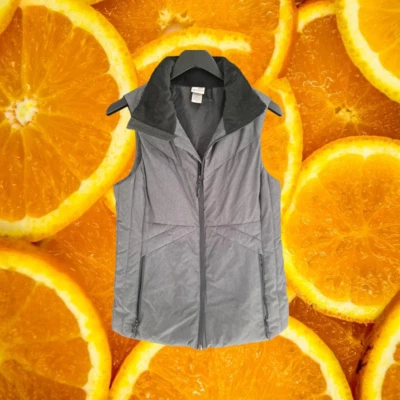 Champion Gray with a Black Fleece Collar Vest Size Medium - Image 1 of 4