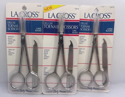 (3) LA CROSS DELUXE TOENAIL SCISSORS 72876 Sally Hansen - SOLD AS-IS PLS READ - Image 1 of 4
