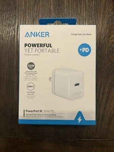 Anker PowerPort III 20W PD High-Speed USB-C Wall Charger - White - Picture 1 of 2