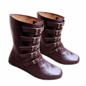Medieval Style Festival shoes Viking Footwear Renaissance Leather Boots for men - Picture 1 of 5