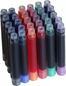 30 PCS Jinhao Fountain Pen Ink Cartridges Refill 6 Colors Set( Black, Blue, Appl - Picture 1 of 8