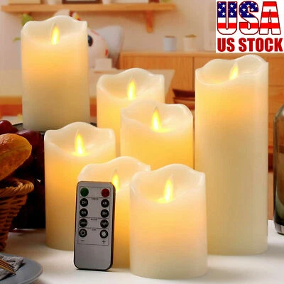 1X LED Flameless Candles Wax Pillar Battery Operated Candle Remote Control Timer - Image 1 of 4