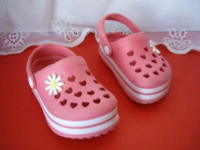 BEBÉS NIÑAS ROSA BRILLANTE Y MARGARITA GOMA SLIP ONS / TALLA 5 M / MUY BONITOS Y LIMPIOS Foto 1 de 4