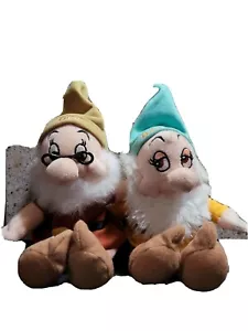 Walt Disney World The Seven Dwarfs Plush Beanie Doc And Bashful 8” - Picture 1 of 4