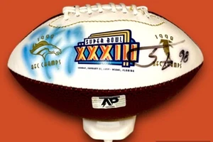 PEYTON MANNING & TONY SARAGUSA AUTOGRAPHED SIGNED LOGO 6.5" MINI FOOTBALL wCOA - Picture 1 of 4