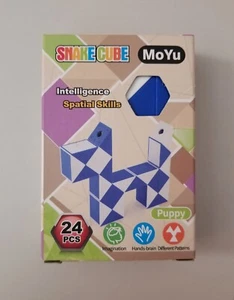 Moyu Block 24 Pcs Puppy Snake Cube Blue White Fidget Toy NIB Spatial Brain Devt - Picture 1 of 7