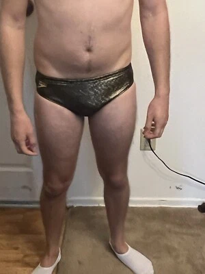 Vintage Speedo shiny metallic Gold Suit Swimsuit Swim Team Mens 30 - Image 1 of 2