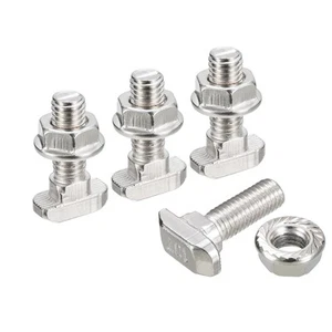 M8x25mm T Slot Drop-in Bolt and M8 Hexagon Flange Nut Set, 20 Sets for 45 Series - Picture 1 of 6