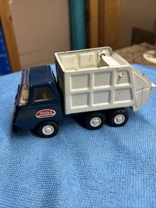 Tonka USA Blue & White Mini Garbage Truck  5.5" Long Pressed Steel 1970s Vintage - Picture 1 of 10