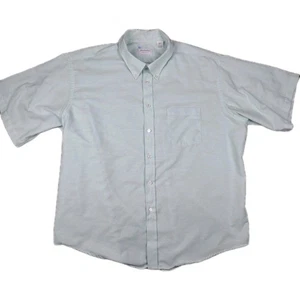 Manhattan grünes kurzärmliges Vintage Hemd mit Knopfleiste 18 1/2 hergestellt in den USA - Bild 1 von 13