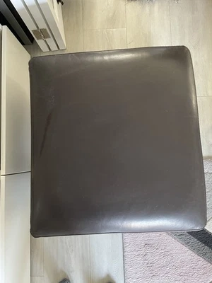 Large brown leather foot stool with storage compartment hinged lid top  - Image 1 of 4