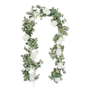 1Pc 6.56FT Flower Garland, Artificial Rose Vine Flowers with Green Leaves - Picture 1 of 7