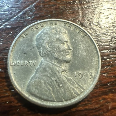 1943 Steel Lincoln Wheat Penny Error Obverse, Missing Or Light Strike 4 (*157) - Image 1 of 3